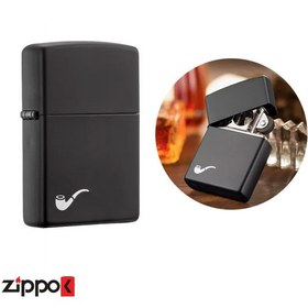 تصویر فندک زیپو مدل Zippo black matte pipe litr کد 218PL Zippo black matte pipe litr lighter 218PL