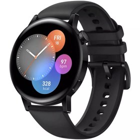 تصویر هواوی واچ GT 3 با بند سیلیکونی مشکی نسخه 42 میلی‌متری Huawei Watch GT 3 With Black Fluoroelastomer Strap 42mm MIL-B19