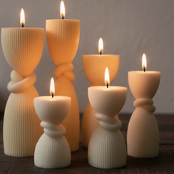 تصویر شمع دکوری استوانه گره دار بزرگ - قرمز 