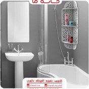 تصویر شلف کنج کنار حمام سه طبقه مدرن 