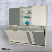 تصویر تخت خواب یک نفره تاشو افقی رابین با کمد فوقانی 