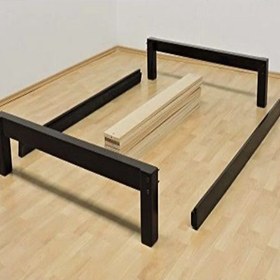 تصویر تخت خواب یک و دونفره چوب و فلز طرح مینیمال - 200*90 / Single and double bed, wood and metal, minimal design