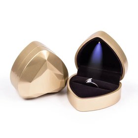 تصویر جعبه جواهرات انگشتری چراغدار طرح قلبی Heart Shape LED Light Ring Holder Box