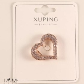 تصویر گل سینه قلب نگینی طلایی ژوپینگ کد 1091391972 