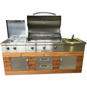 تصویر باربیکیو ۲ متری استیل با نما ترموود 