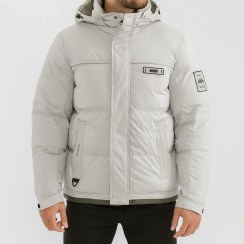 تصویر کاپشن مردانه سیلیکونی، سفید | با قابلیت پافر | استایل گرم و شیک 8613 