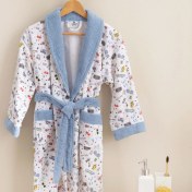 تصویر حوله تنپوش 10-12 ساله اسكيت آبي طرحدار پسرانه كاراجا هوم 6215 