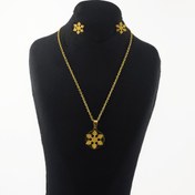 تصویر نیم ست دخترانه استیل طرح برف شنی طلایی 71352 