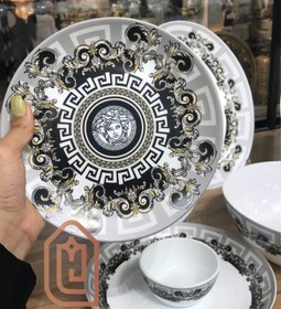 تصویر سرویس آرکوپال 26 پارچه 6 نفره طرح ورساچ Versace مشکی 