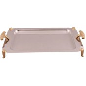 تصویر سینی مستطیل متوسط دسته طلایی Diamond پایه دار ریور کد BG1216 