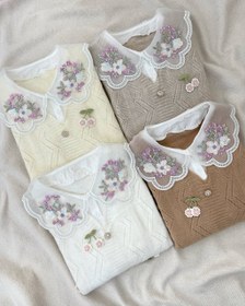 تصویر پلیور پاییزی بافت یقه کار شده 