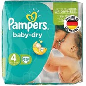 تصویر پوشک سایز ۴ پمپرز مدل baby dry بسته ۲۵ عددی 