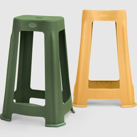 تصویر چهارپایه حصیری پله دار بلند - طوسی روشن 