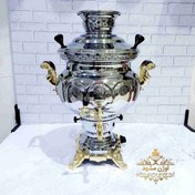 تصویر سماور گازی مهسان ظرفیت ۸ لیتر نیمه طلایی 