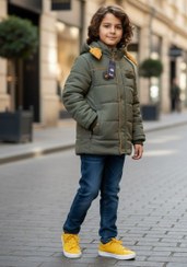 تصویر کاپشن پافر شو سایز ۶۵ با جنس مموری رنگ سبز 