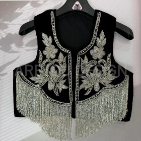 تصویر سخمه مخمل آویزدار نقره ای کد 1119 