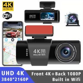 تصویر دوربین ثبت وقایع خودرو 2 دوربین مدل OK309-4K WiFi OK309-4K WiFi Car Dash Cam Front Rear Camera