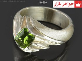 تصویر انگشتر نقره زبرجد جذاب مردانه دست ساز کد 110590 