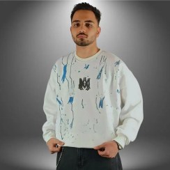 تصویر سویشرت ورزشی مردانه AMIRI رنگ مشکی و سفید 