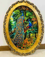 تصویر تابلو فرش ماشینی طرح طاووس ابعاد با قاب ۱۲۰*۹۰ 