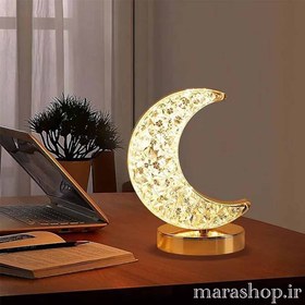 تصویر چراغ خواب کریستال لمسی طرح ماه Bed light