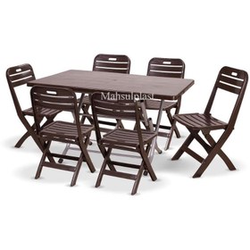 تصویر ست میز و صندلی تاشو لوتوس صبا پلاستیک کد 109/218 6 نفره 