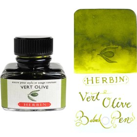 تصویر جوهر خودنویس ژاک هربین سبز زیتونی Jacques Herbin Vert olive 30ml 