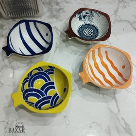 تصویر کاسه مزه خوری سرامیک کوچک طرح ماهی 