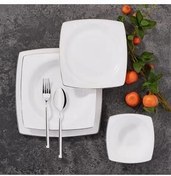 تصویر سرویس غذاخوری انتخاب استخوان 60 قطعه شام ​​مربع KORKMAZ 