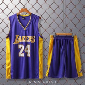 تصویر کیت بسکتبال لیکرز 2022 با شورت ا KIT lakers jersey 2022 blue KIT lakers jersey 2022 blue