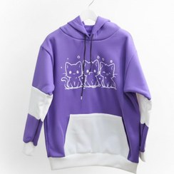 تصویر هودی استین دورنگ چاپی زنانه جنس دورس تو کرکی 