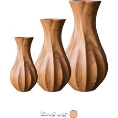 تصویر گلدان چوبی کمر باریک 