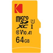 تصویر کارت حافظه microSDXC کداک مدل PREMIUM PERFORMANCE کلاس 10 استاندارد UHS-I U1 V10 A1 سرعت 90MBps ظرفیت 64 گیگابایت 