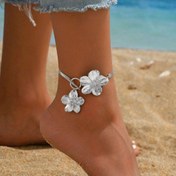 تصویر پابند زنانه طرح Silver Flower رنگ نقره ای 