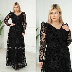 تصویر لباس مجلسی زنانه ماکسی یغما سایز ۵۲ رنگ مشکی و سبز 