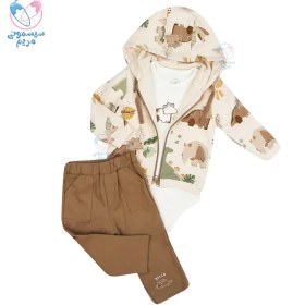 تصویر ست سه تیکه بادی و شلوار نیلی موکا Nili 4078 - 2 (6 تا 9 ماه) 