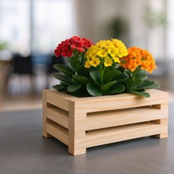 تصویر استند گلدان چوبی دو گلدانه 