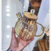 تصویر قوری پیرکس شامپاینی شیاردار درب الماسی 