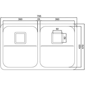 تصویر سینک ظرفشویی استیل البرز مدل 935 توکار ۲ لگن 