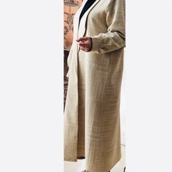 تصویر عبای خورشید ژاکارد مزون دوز بسیار با کیفیت و شیک رنگ کرم 