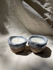تصویر ست دو تکه شمع کاسه سرامیکی استون ور 