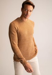 تصویر بافت و پلیور مردانه قهوه ای دفکتو | R1175AZ22WN Defacto 