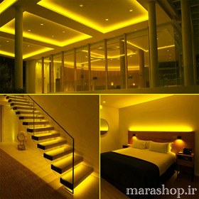 تصویر ال ای دی نواری 12 ولت ۲۸۳۵ امبر تراکم 120 Amber 12V 120L LED Strip