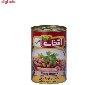 تصویر کنسرو لوبیا چیتی با سس گوجه فرنگی انتخاب – 420 گرم بسته 4 عددی 