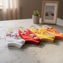 تصویر جوراب مچی دخترانه طرح فلامینگو - زرد 