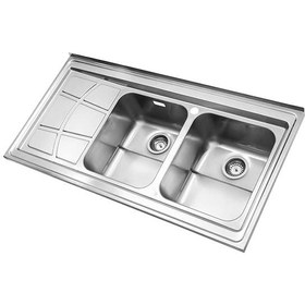 تصویر سینک استیل البرز دو لنگه فانتزی 762 روکار - راست steelalbroz.sink762/60