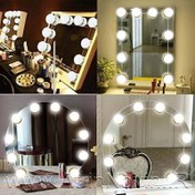 تصویر لامپ هالیوودی ۱۰ عددی دور آینه با قابلیت تغییر رنگ 