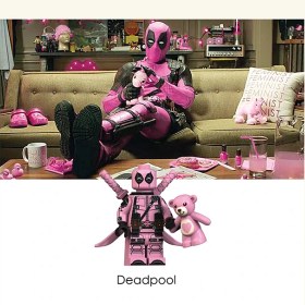 تصویر قاب لگویی ددپول صورتی | Pink Deadpool Lego Frame 