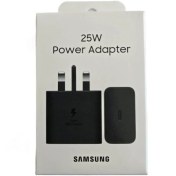 تصویر شارژر سه پین سرکارتنی سامسونگ 25 وات (فست و PD) مدل S24 FE TA2510 - مشکی - اصلی Samsung 25W three-pin charger (fast and PD) model S24 FE TA2510 - black - original