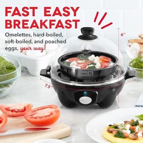 تصویر Dash Rapid Electric Egg Cooker For Hard Boiled, Poached and Scrambled Eggs, Or Omelets for Capacity of 6 Eggs With Auto Shut Off Feature - Black 